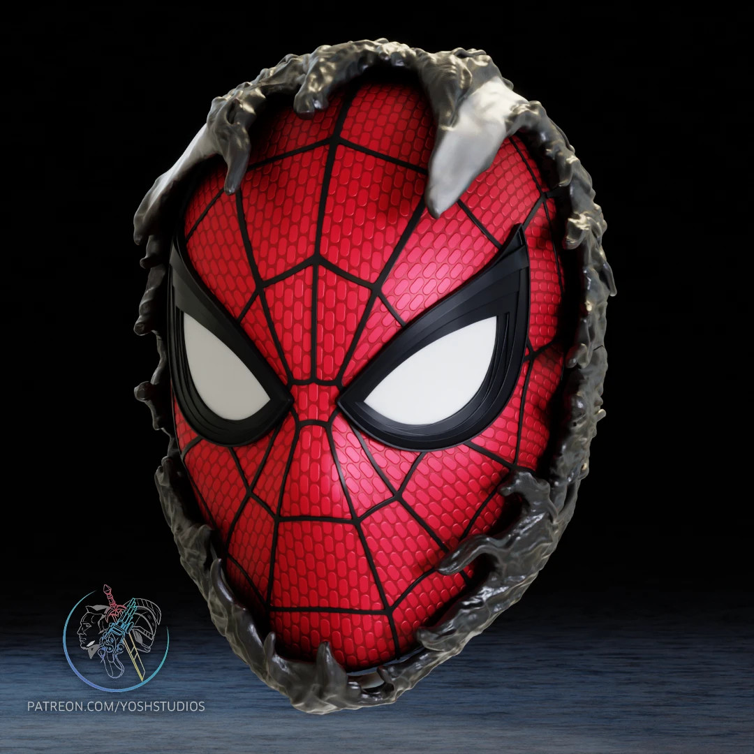 Symbiote Spiderman Helmet 3D Printed GREY PLA+ UNFINISHED Sized to 24″ head size
