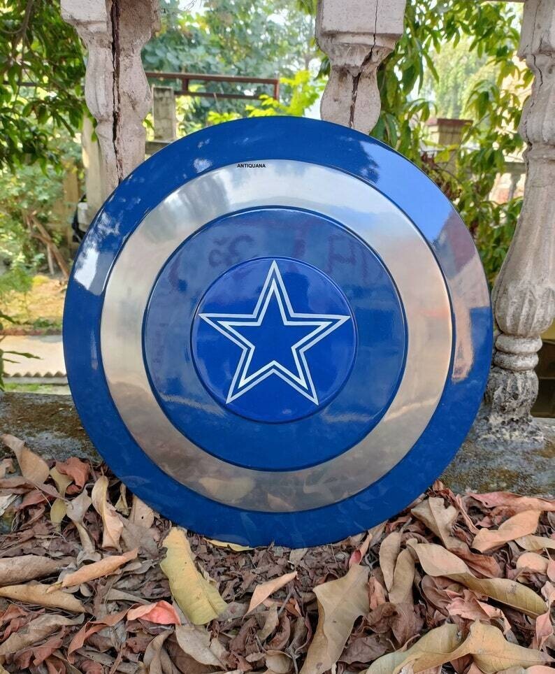 Captain America Shield Handmade 1:1 Scale Full Size Battle Round Shield Blue